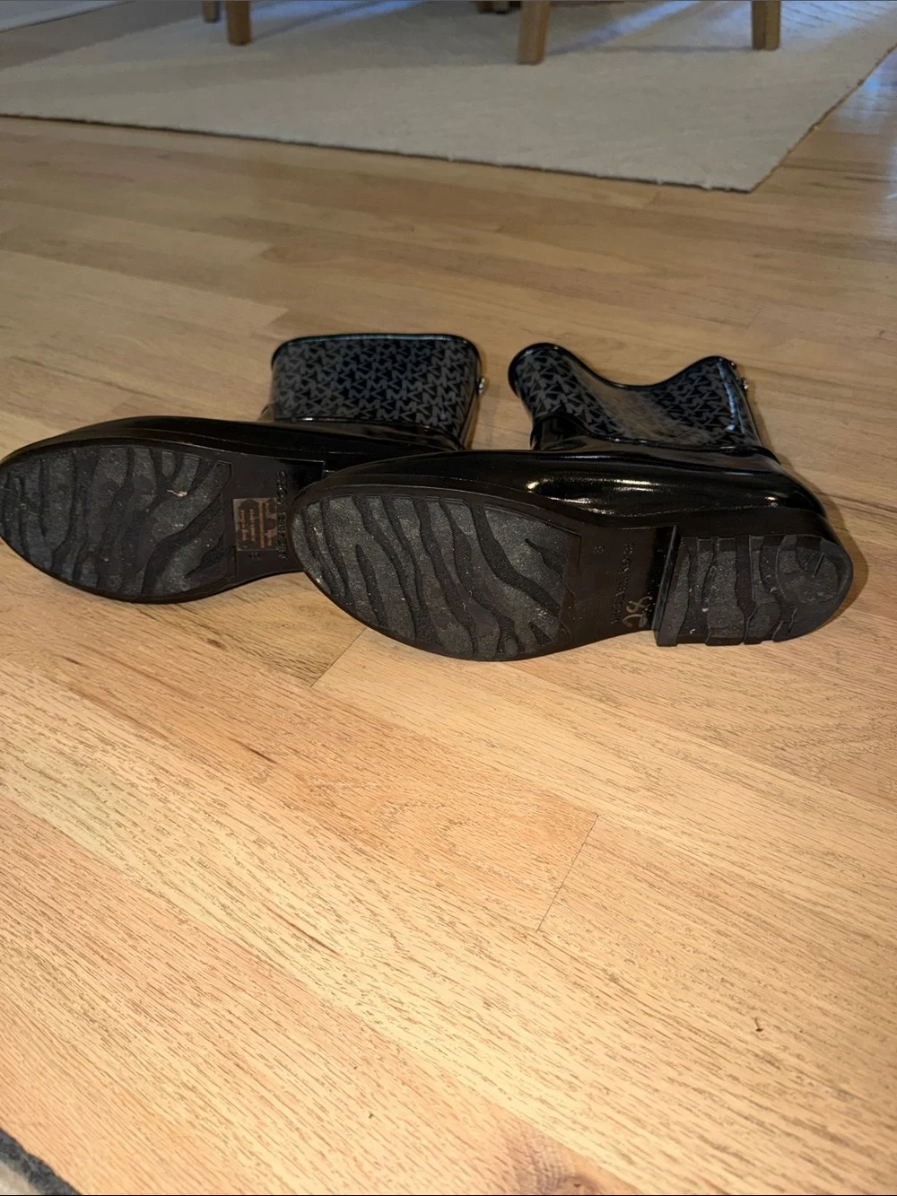 Michael Kors Black and Gray MK Logo Rain Boots